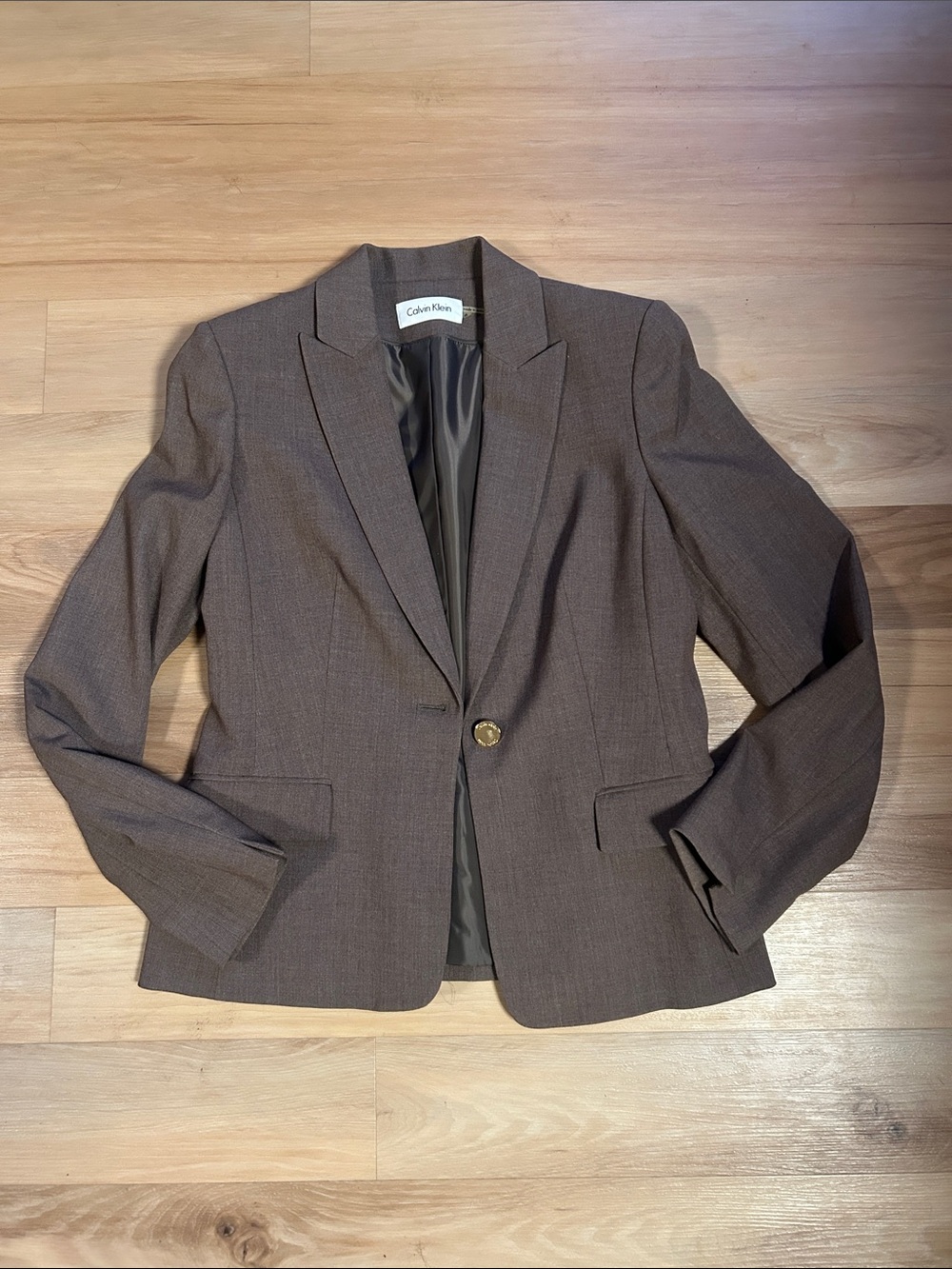 Calvin Klein Chocolate Brown Single-Button Blazer